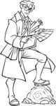 素描铅笔画读书人物