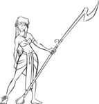 素描 铅笔画 女战士
