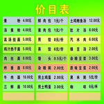 早餐价格表