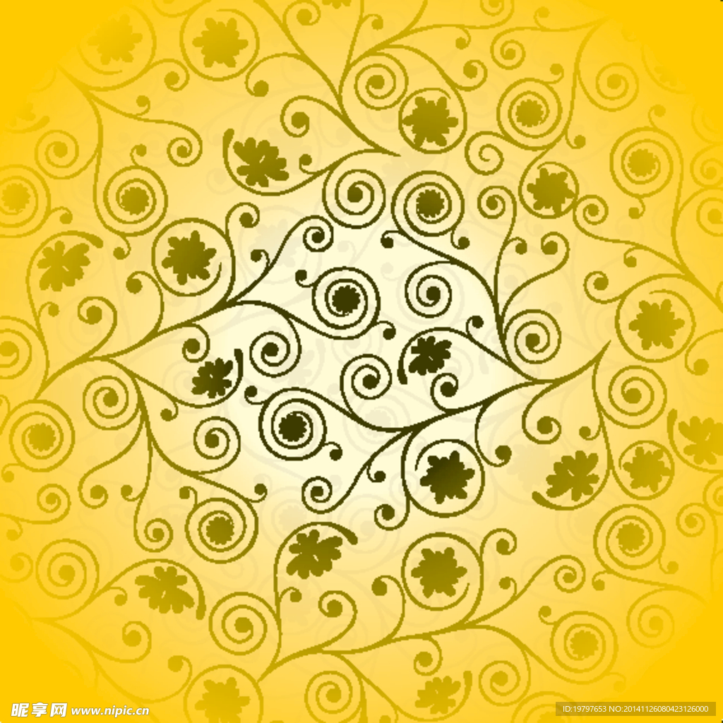 纯黄花纹底纹花纹矢量