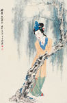 倚柳仕女