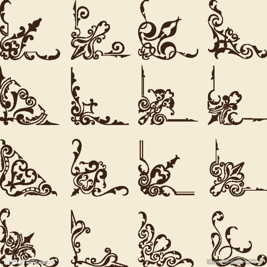 欧式边角花纹