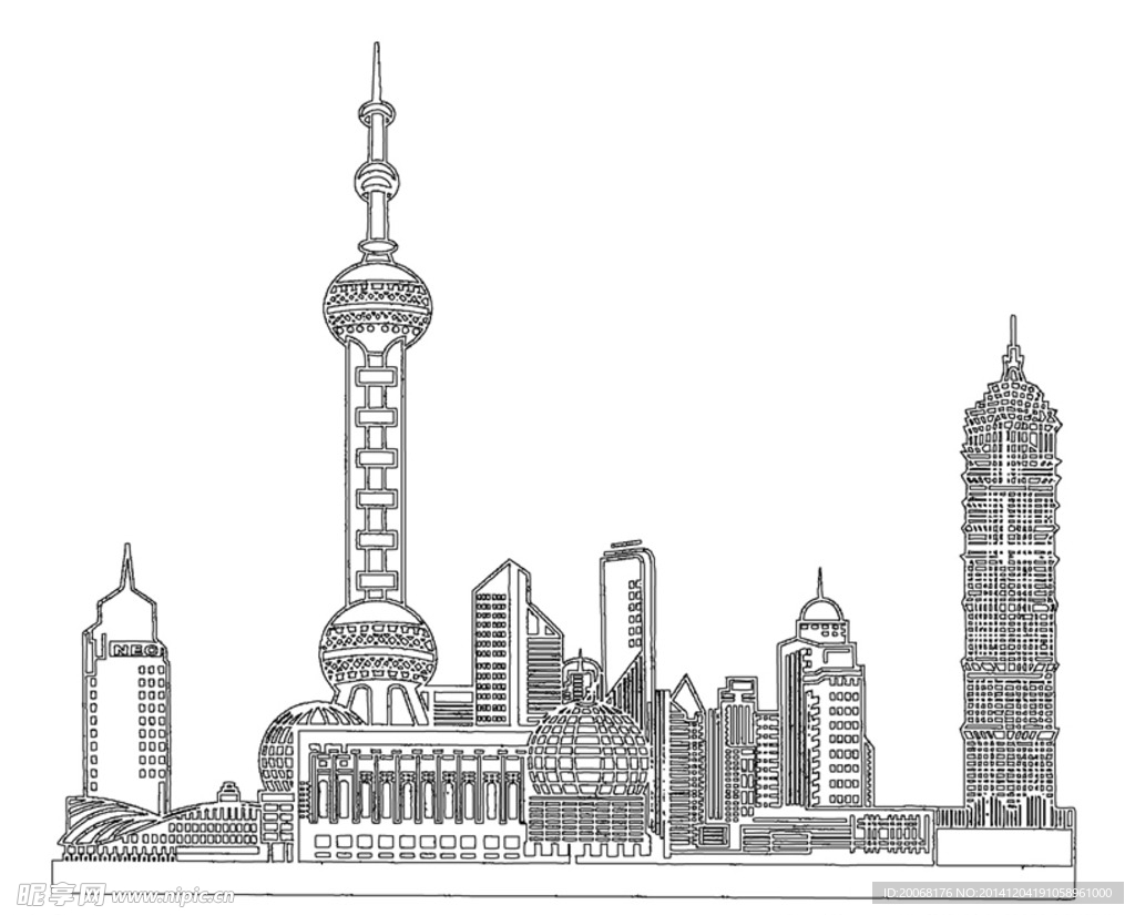 上海东方明珠黑色线条