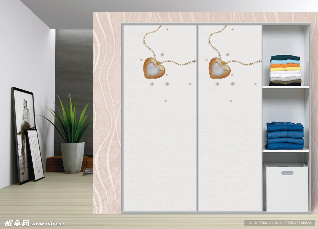 简洁爱心吊坠移门效果图 分层