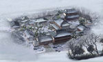 旅游区古建筑雪景