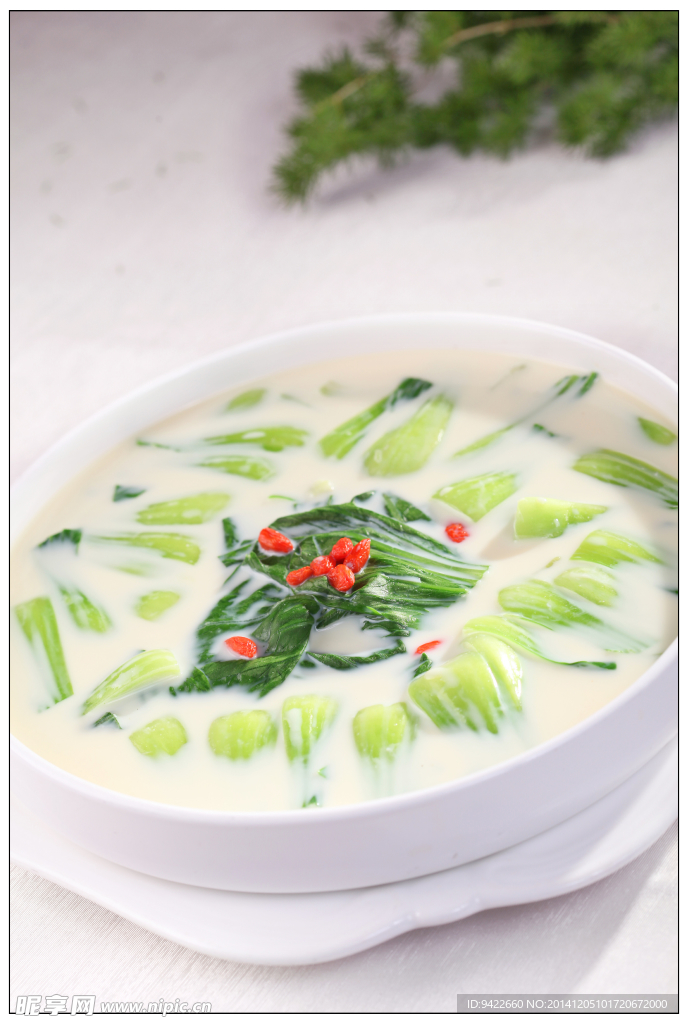 豆浆煮上海青