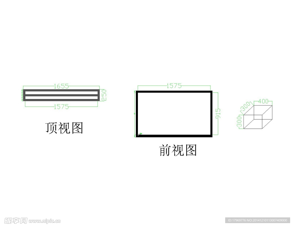 CAD电视航空箱尺寸图