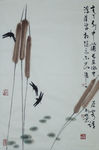 国画 水中蒲