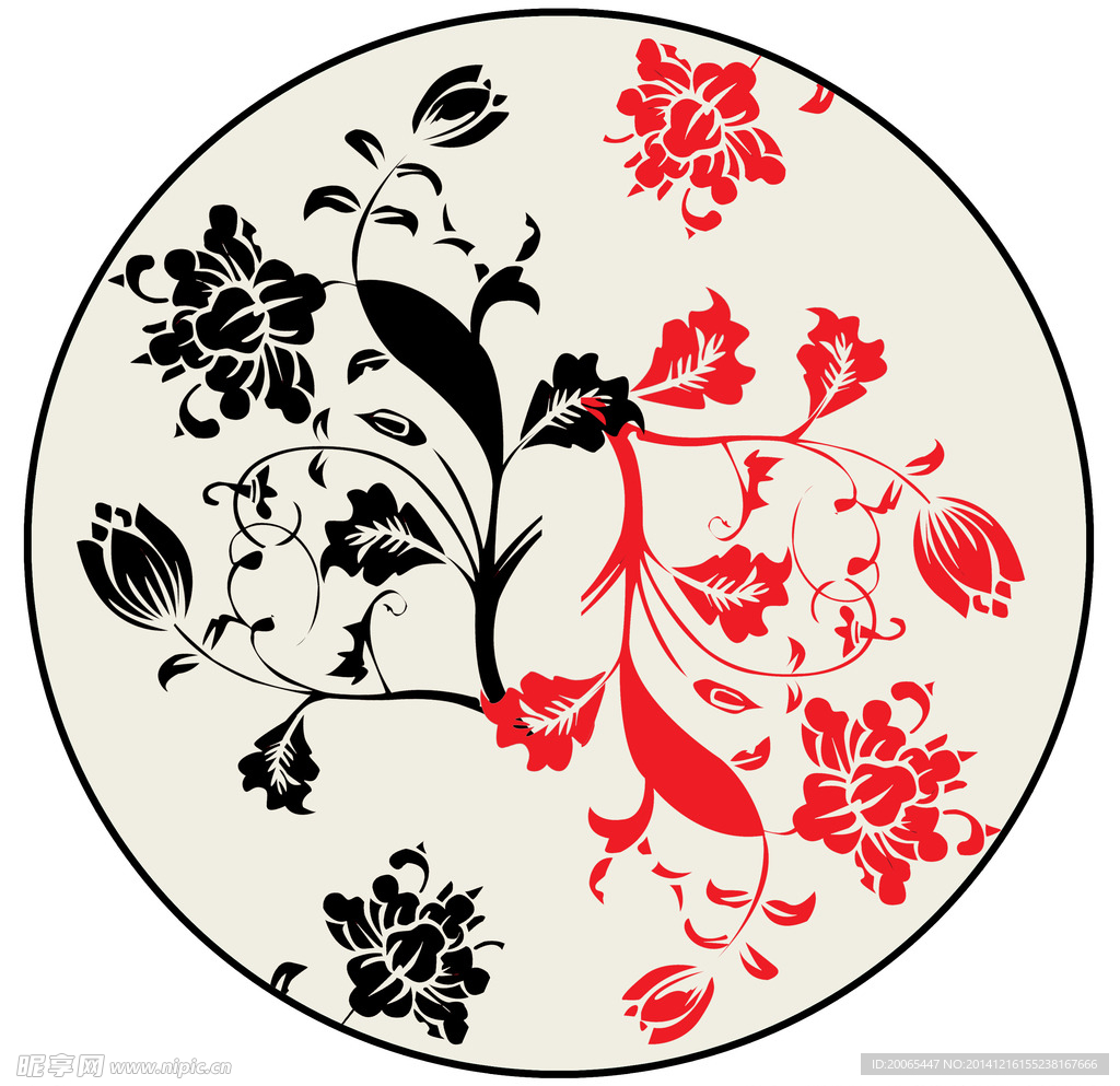 黑红花吊顶装饰画