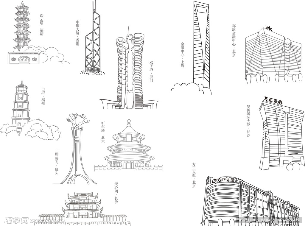 标志性建筑剪影
