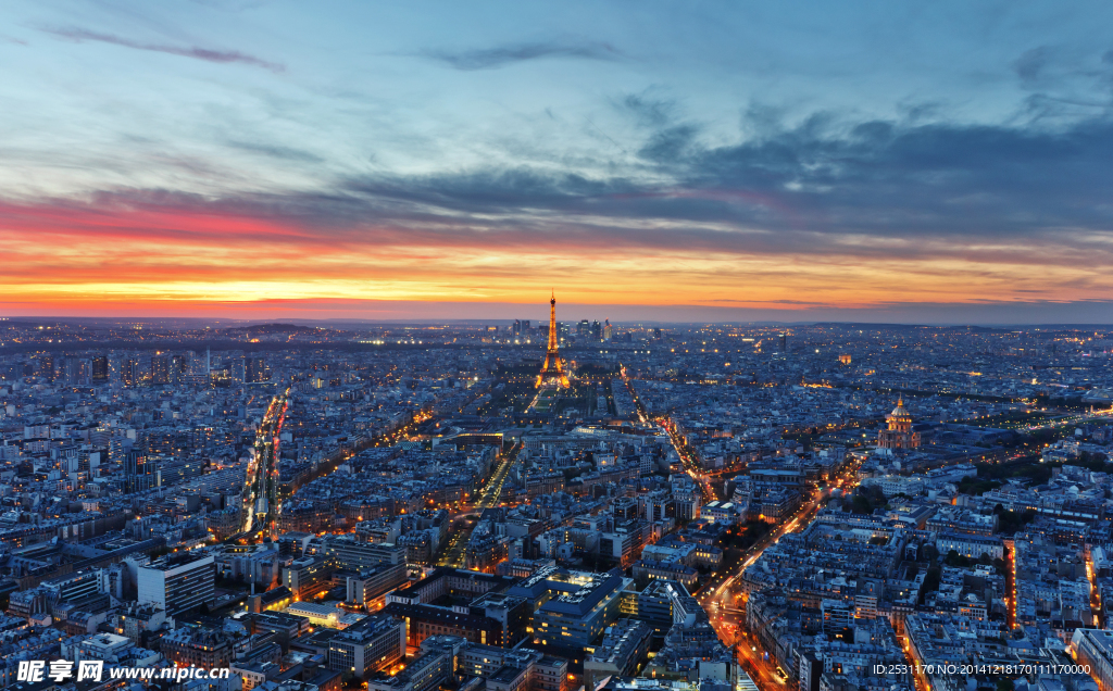 法国巴黎城市夜景