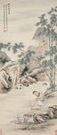竹溪掬月图