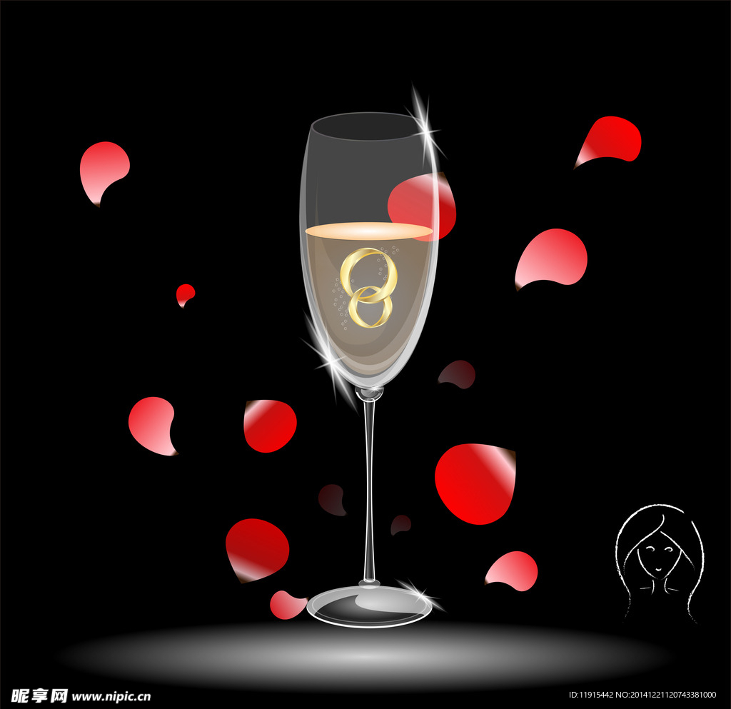玫瑰求婚酒杯