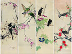 花鸟四屏