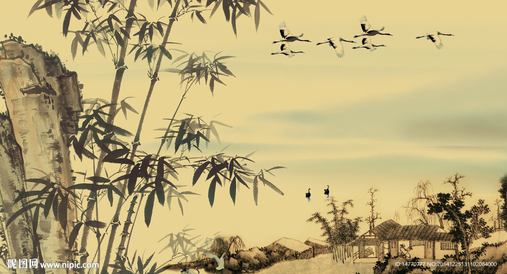 国画风景竹子图