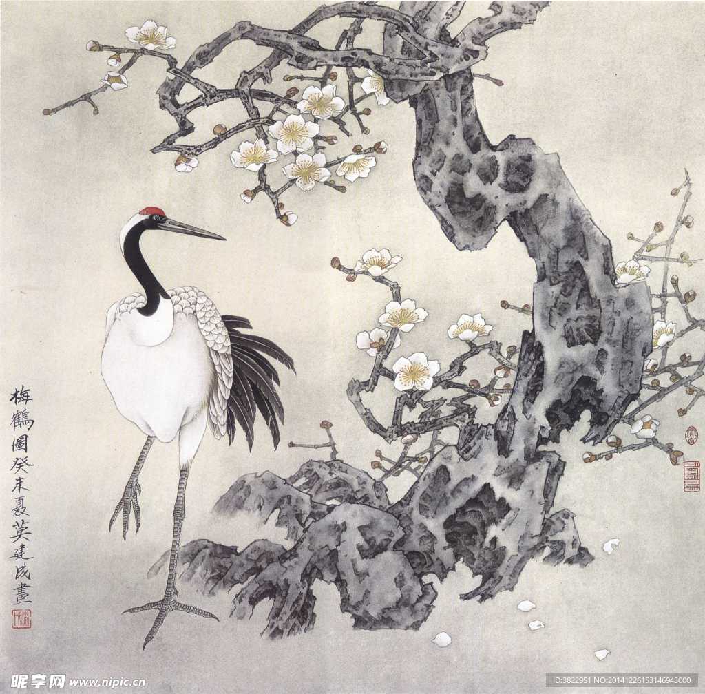 松鹤工笔画