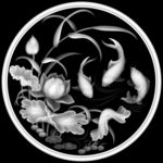 鲤鱼戏莲灰度图