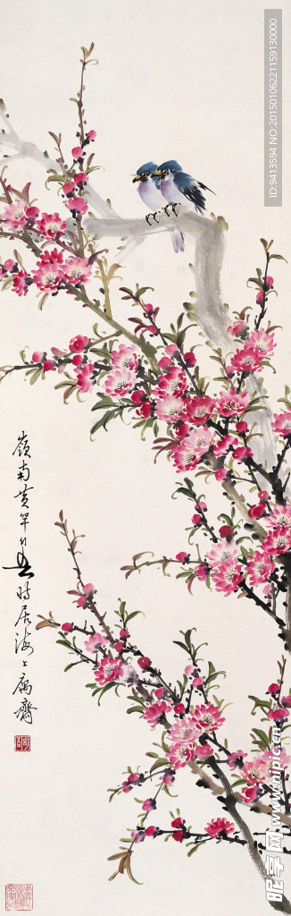 桃花双鸟图