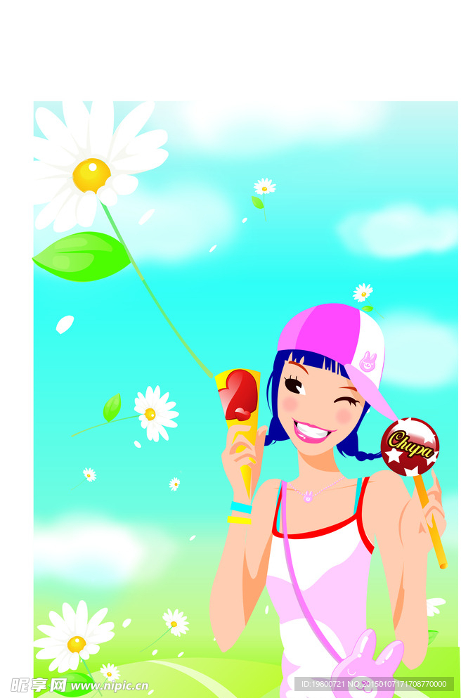 青春女孩插画