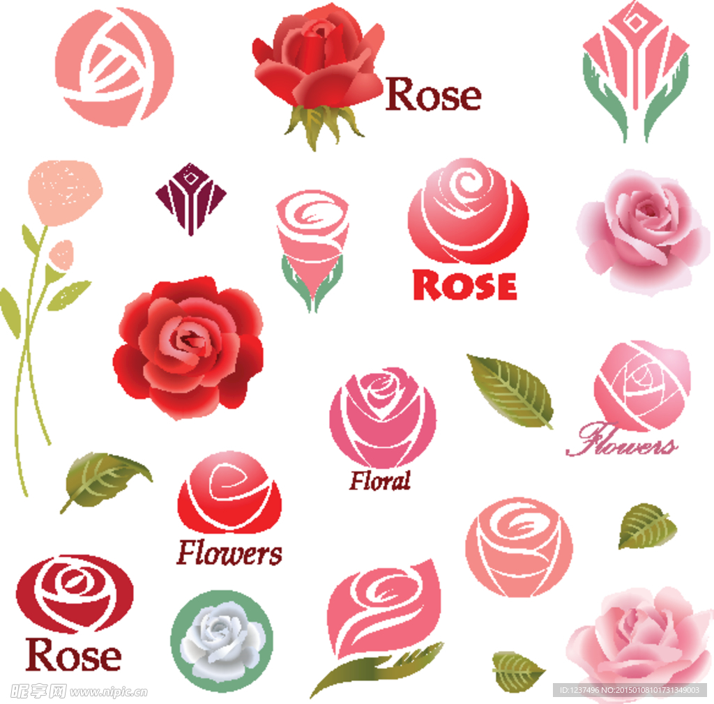 精美玫瑰花花卉商标