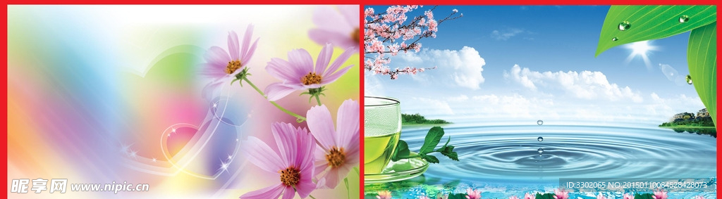 鲜花湖泊广告背景