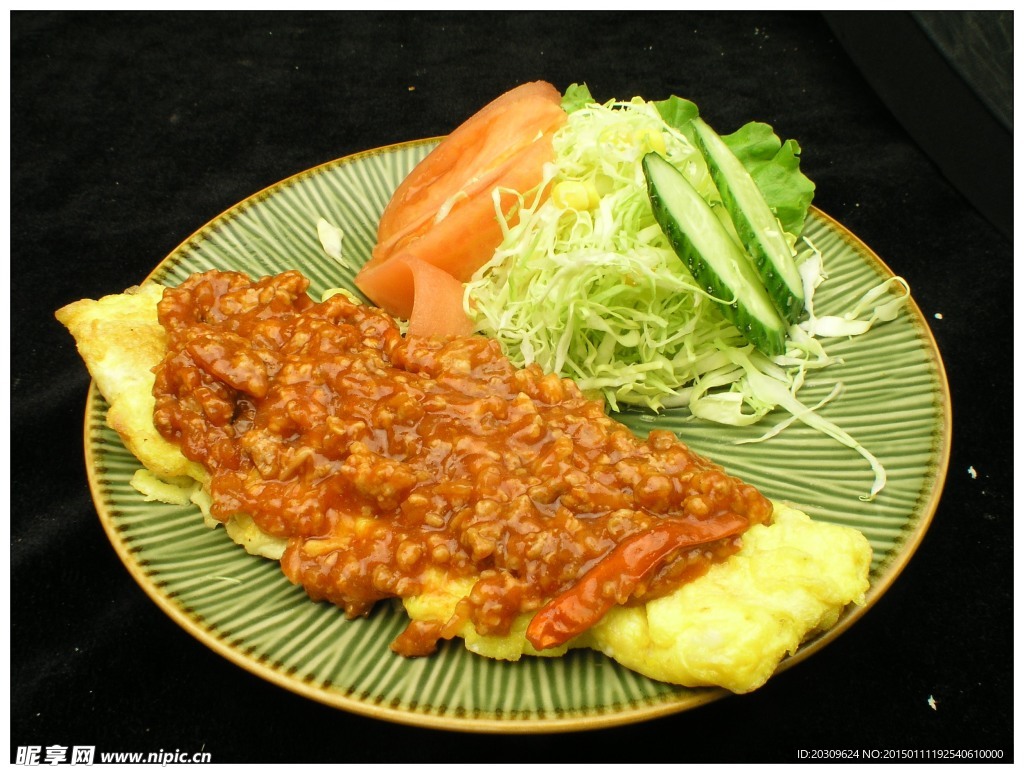 肉沙丝鸡蛋饼
