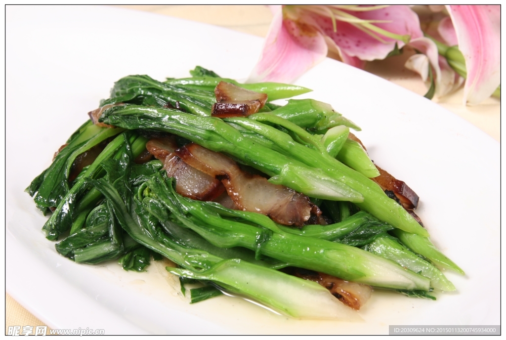 广东菜心炒酱肉