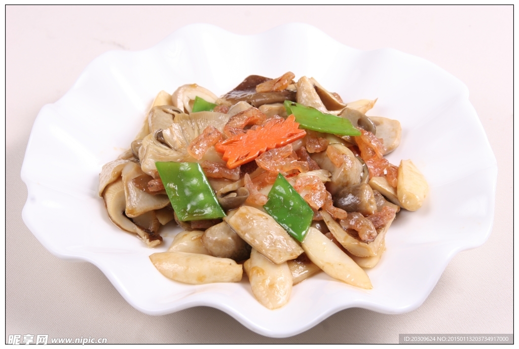 虾干炒三菇