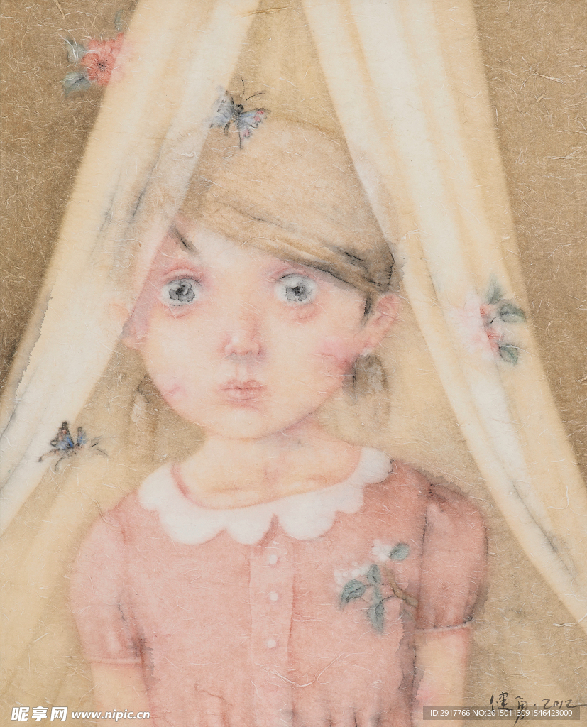 小女孩水彩画