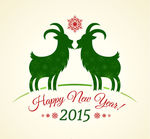 2015绿色山羊新年背景矢量