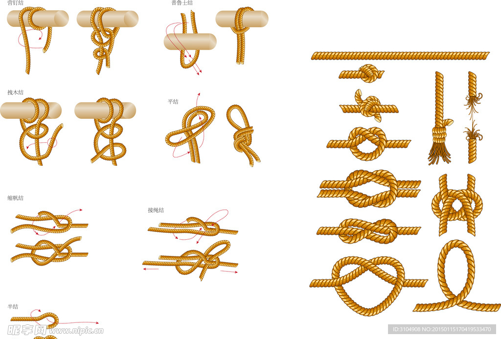 绳结打发矢量图