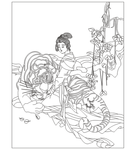 古典美女 线条图