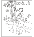 古典美女 线条图
