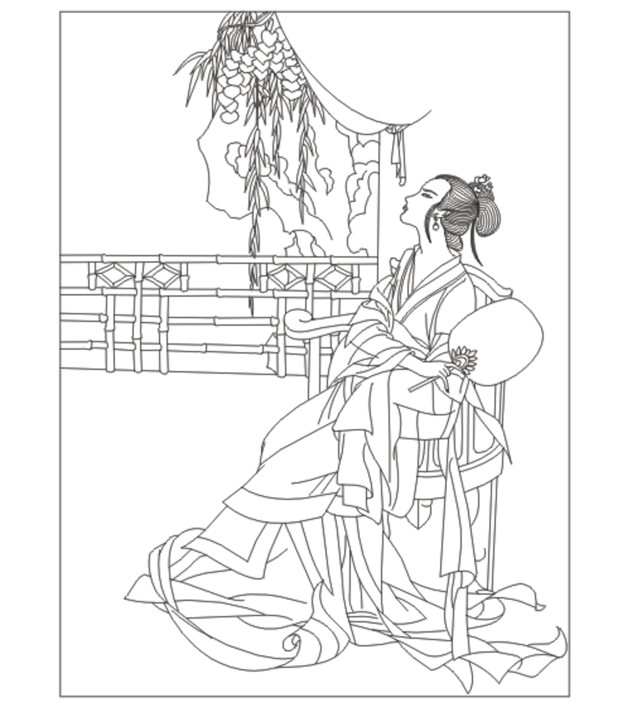 古典美女 线条图