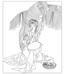 古典美女 线条图