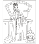 古典美女 线条图 美女 手描图