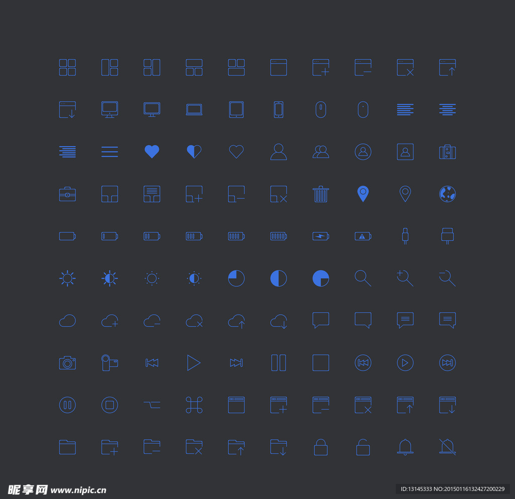 100个实用线型图标