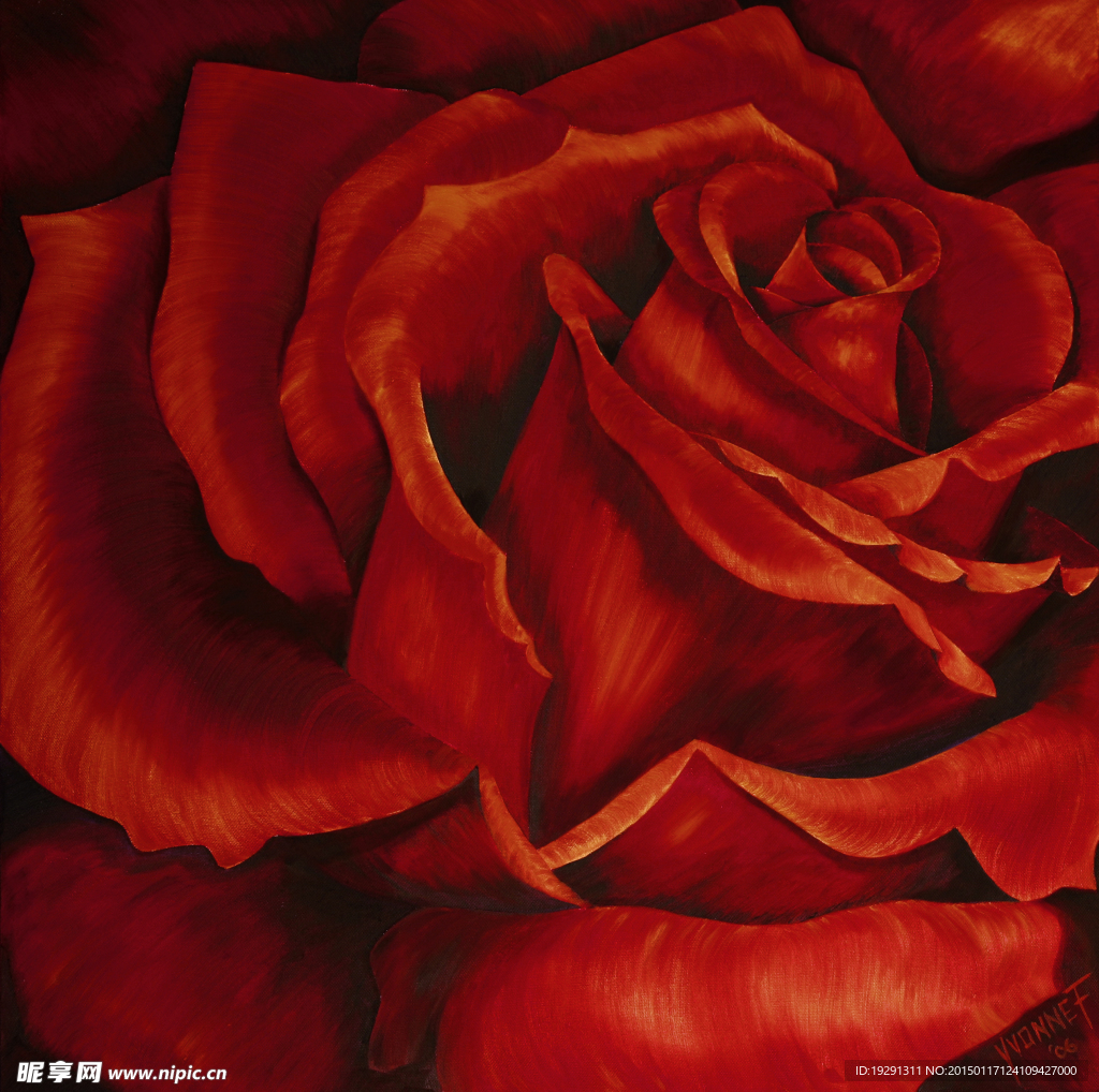 玫瑰花油画