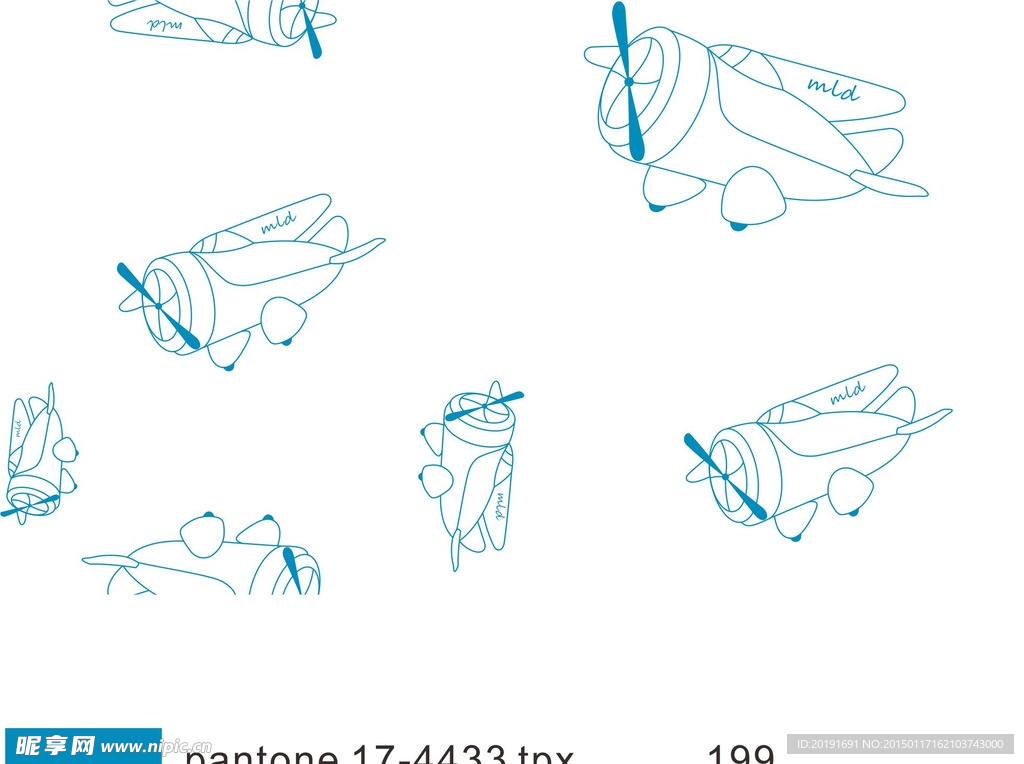 儿童服饰卡通飞机印花布料循环图