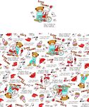 儿童服饰卡通印花布料循环图