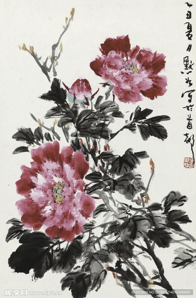 水墨牡丹