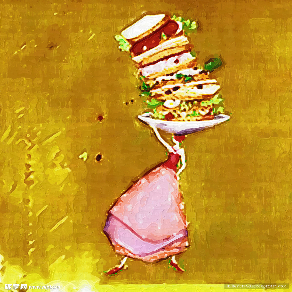 人物食物油画