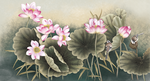手绘荷花背景墙
