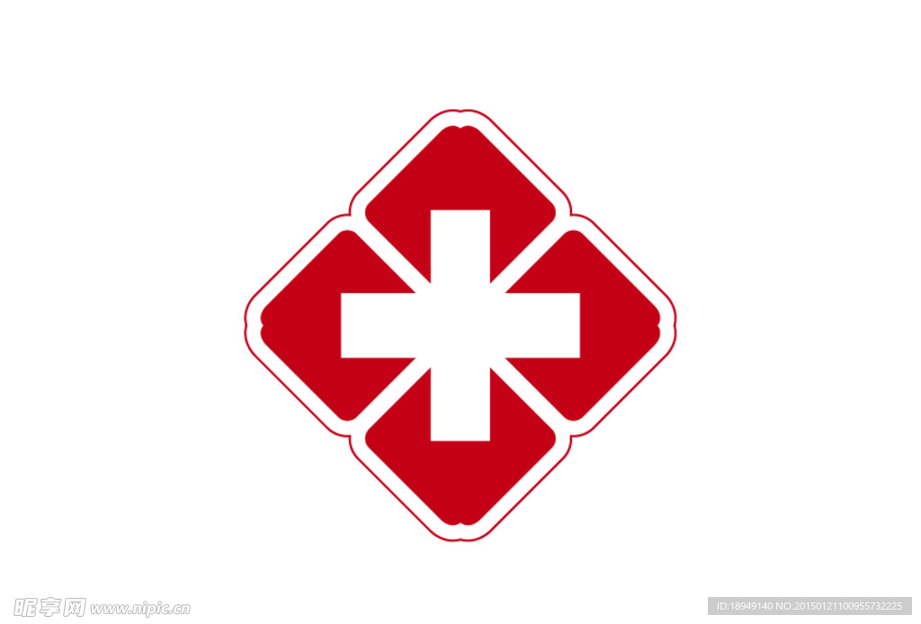医院矢量红十字图标