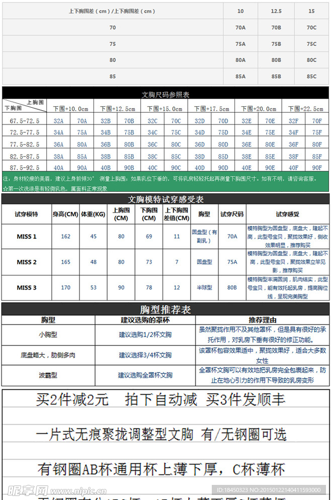 文胸内裤尺码表