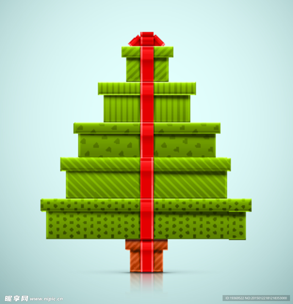 绿色礼盒堆叠圣诞树矢量素材