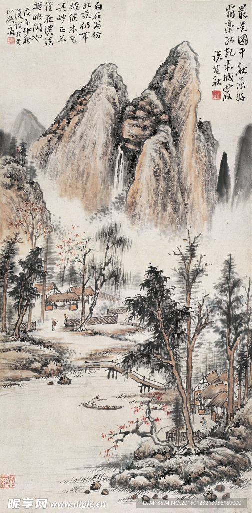 秋景山水图