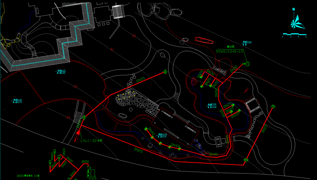 公园景观 给水系统 平面图
