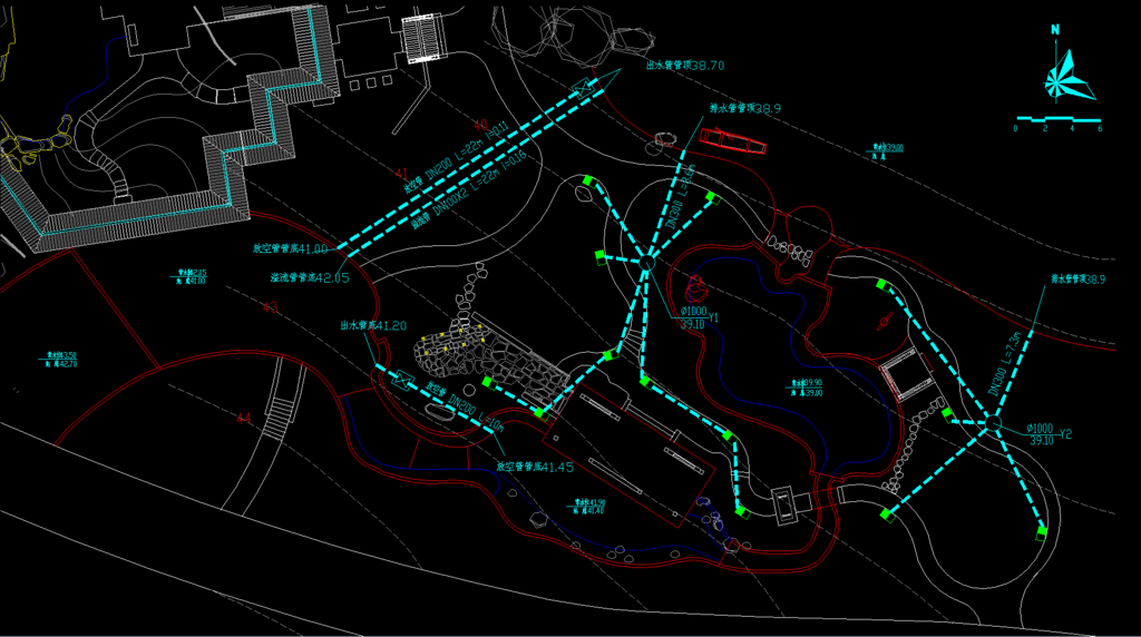 公园景观 排水平面图