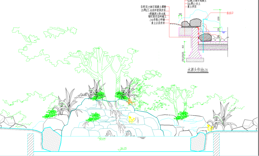 公园景观 水源头作法